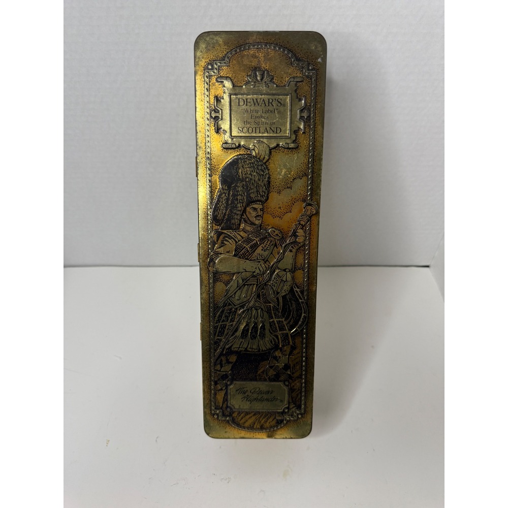 Vintage Dewar's White Label Scotch Whisky Empty Collectible Tin Scotland